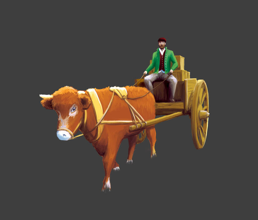 Ox Cart Illustration